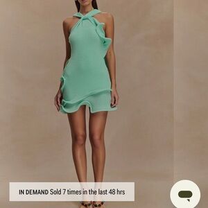 Elegant Mint Green Halter Mini Dress